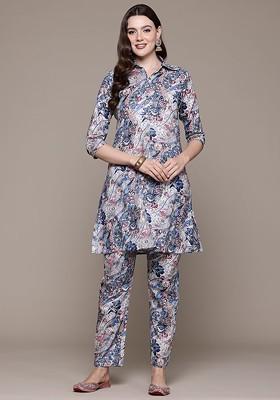Blue Printed Cotton Co Ord Set