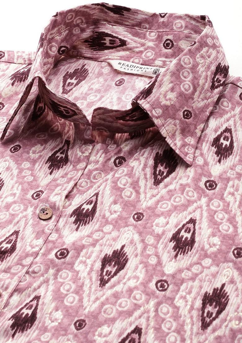 Mauve Blue Printed Cotton Co Ord Set - Indya