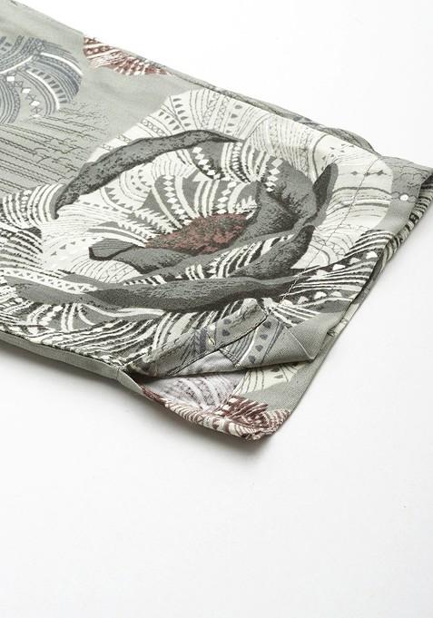 Green Printed Tunic With Trousers