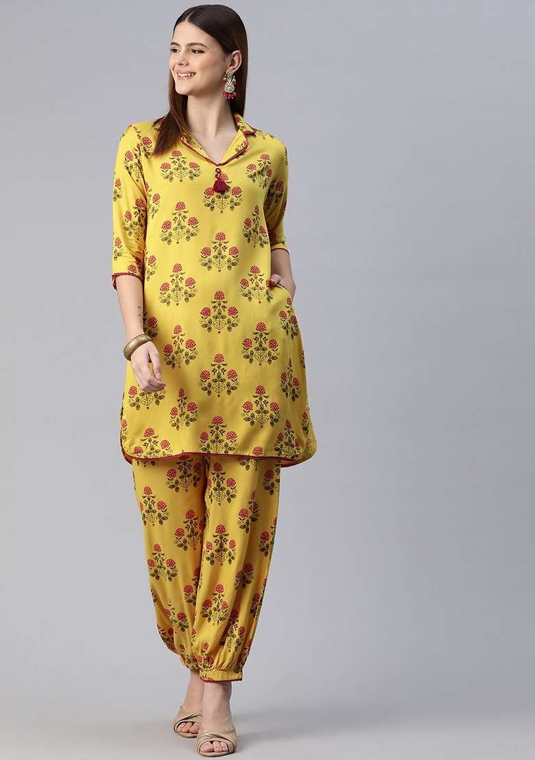 Mustard Women Printed Ethnic Coords Set - Indya