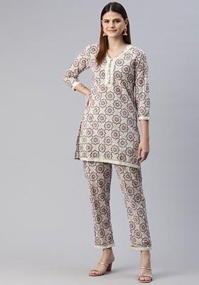 Multi Women Printed Pure Cotton Ethnic Coords Set
