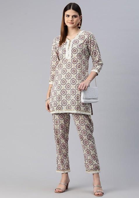 Multi Women Printed Pure Cotton Ethnic Coords Set