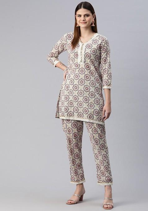 Multi Women Printed Pure Cotton Ethnic Coords Set