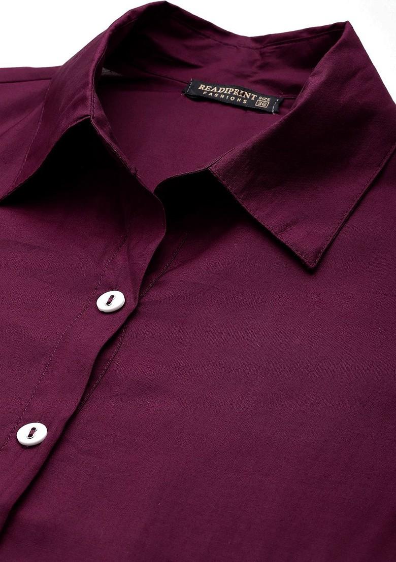 Burgundy Women Embroidered Pure Silk Coords - Indya