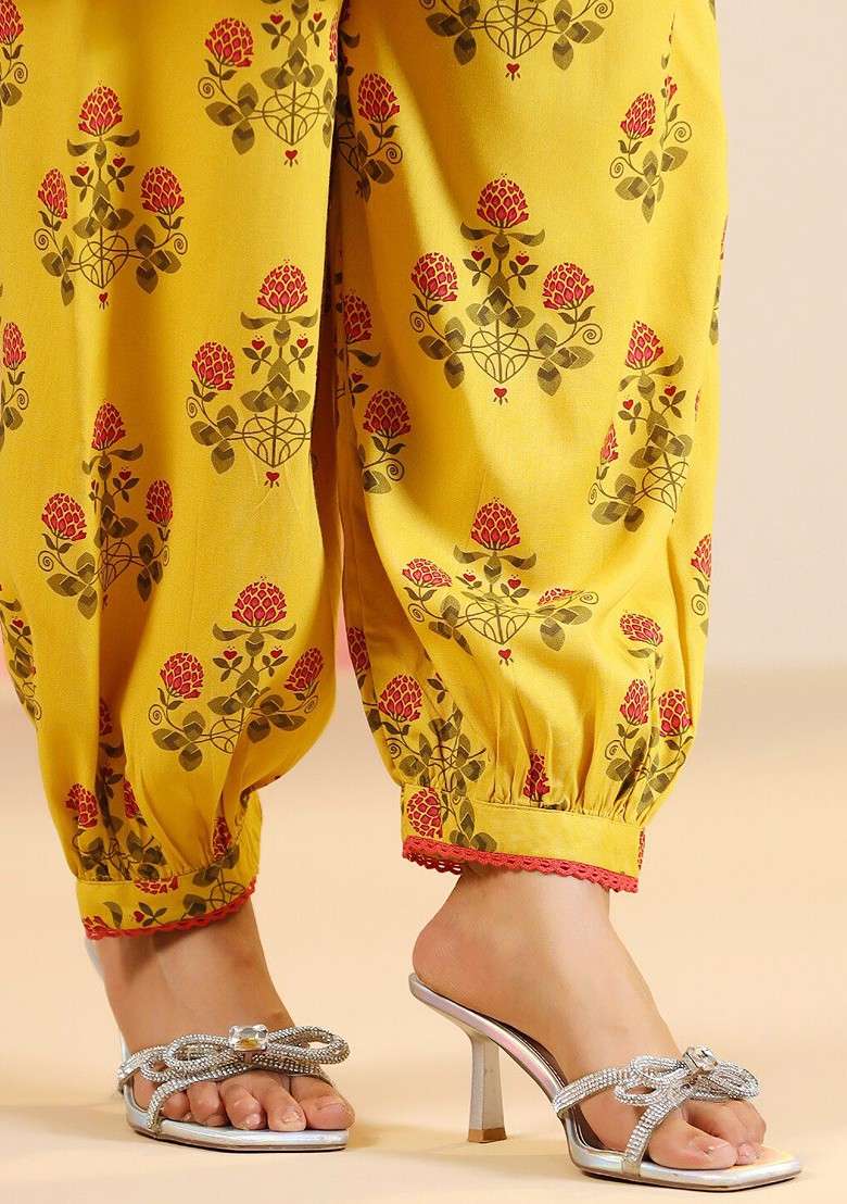 Yellow Ethnic Motifs Printed Shirt Collar Straight Coord Set - Indya