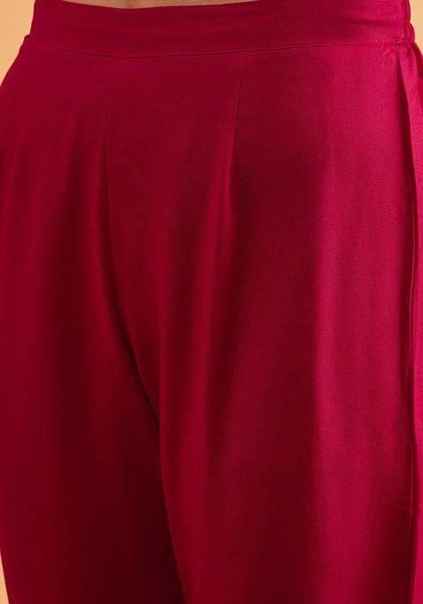 Pink Embroidered Tunic With Trouser Coords Set