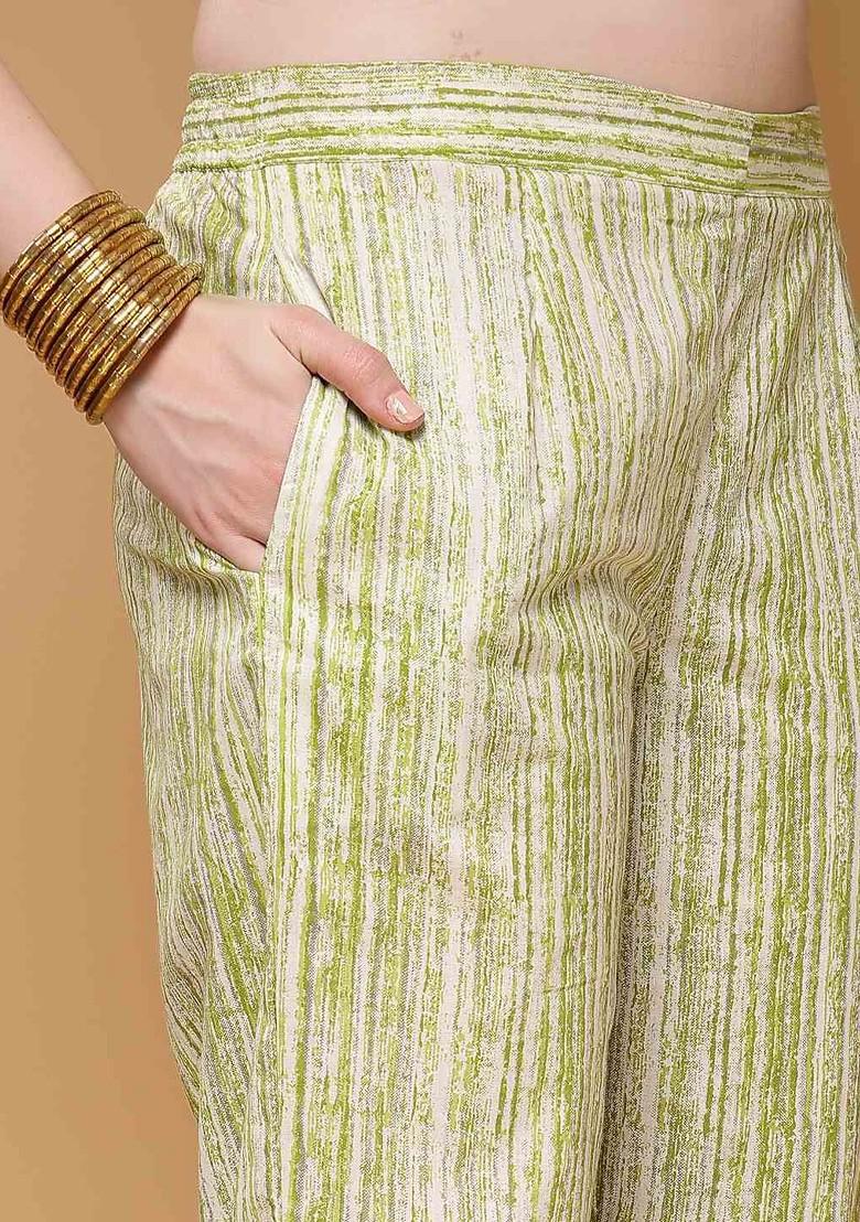 Green Women Printed Tunic And Trousers Coords