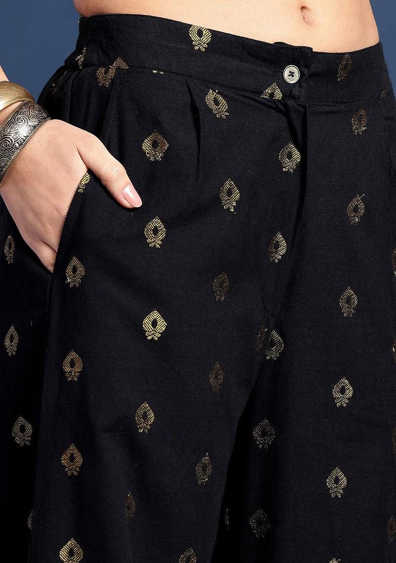 Black Tieup Neck Woven Legacy Ethnic Coords - Indya