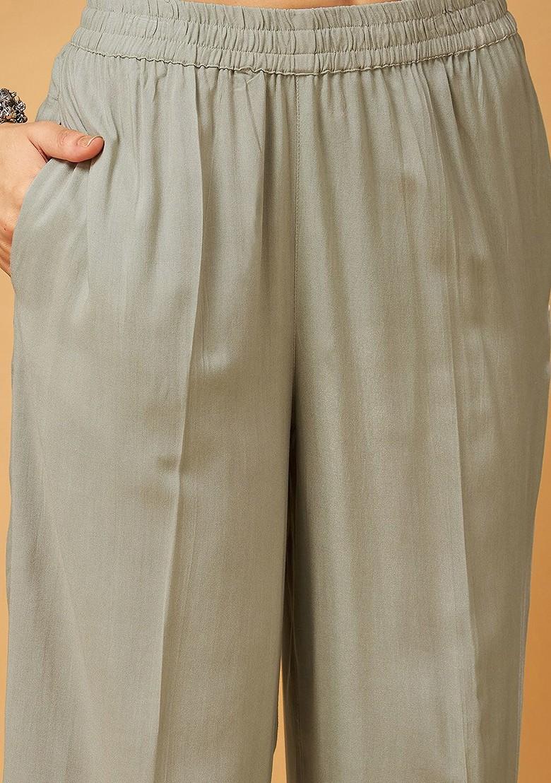 Taupe Taupe Embroidered Tunic With Palazzos