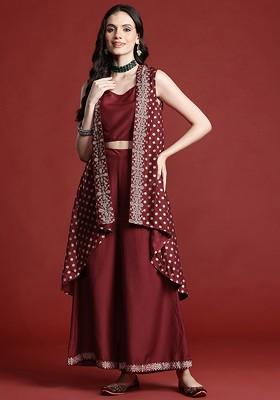 Maroon Ethnic Embellished Coord Set