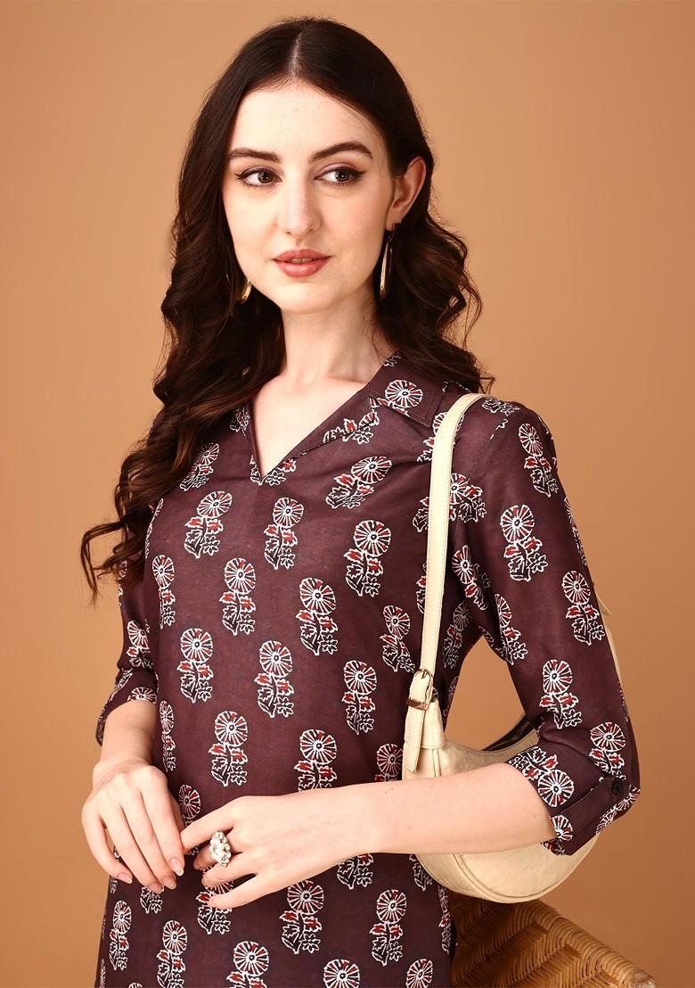 Maroon Printed Tunic And Palazzos