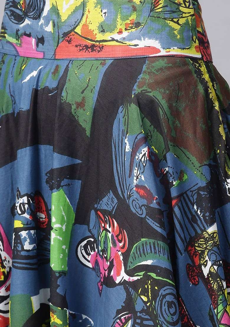Multi Women Multicoloured Solid Top With Skirt - Indya