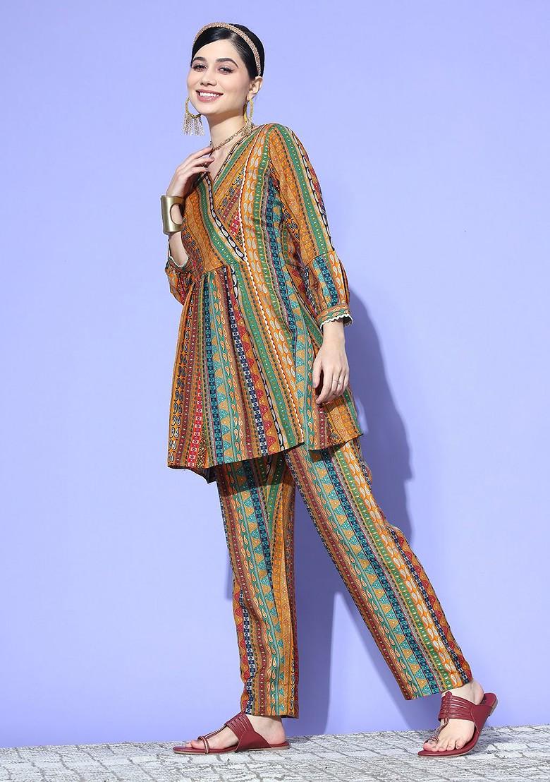 Multi Women Geometric Foil Printed Coord Set - Indya