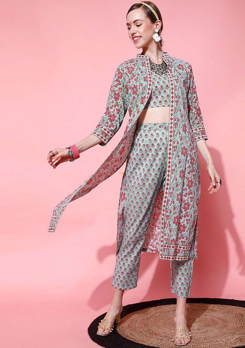 Blue Women Floral Printed Pure Cotton Coord Set - Indya