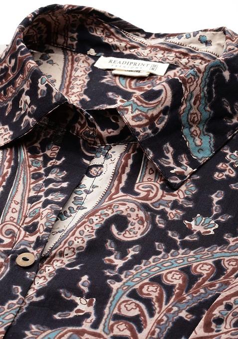 Black Women Printed Pure Cotton Tunic With Palazzos