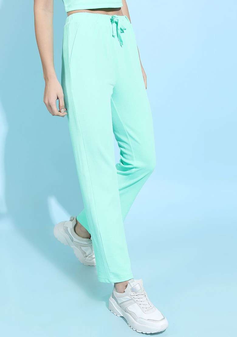 Green Omen Gorgeous Green Solid Top Ith Trousers - Indya