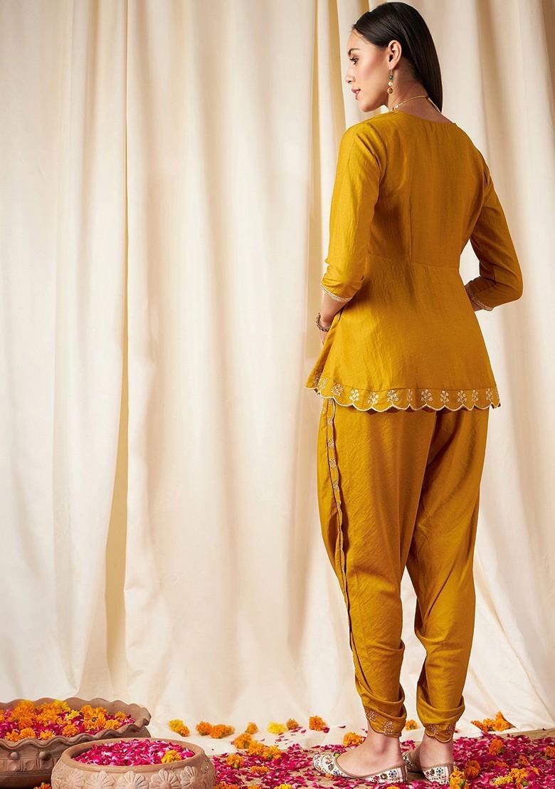 Mustard Zari Embroidered Border Ethnic Coords