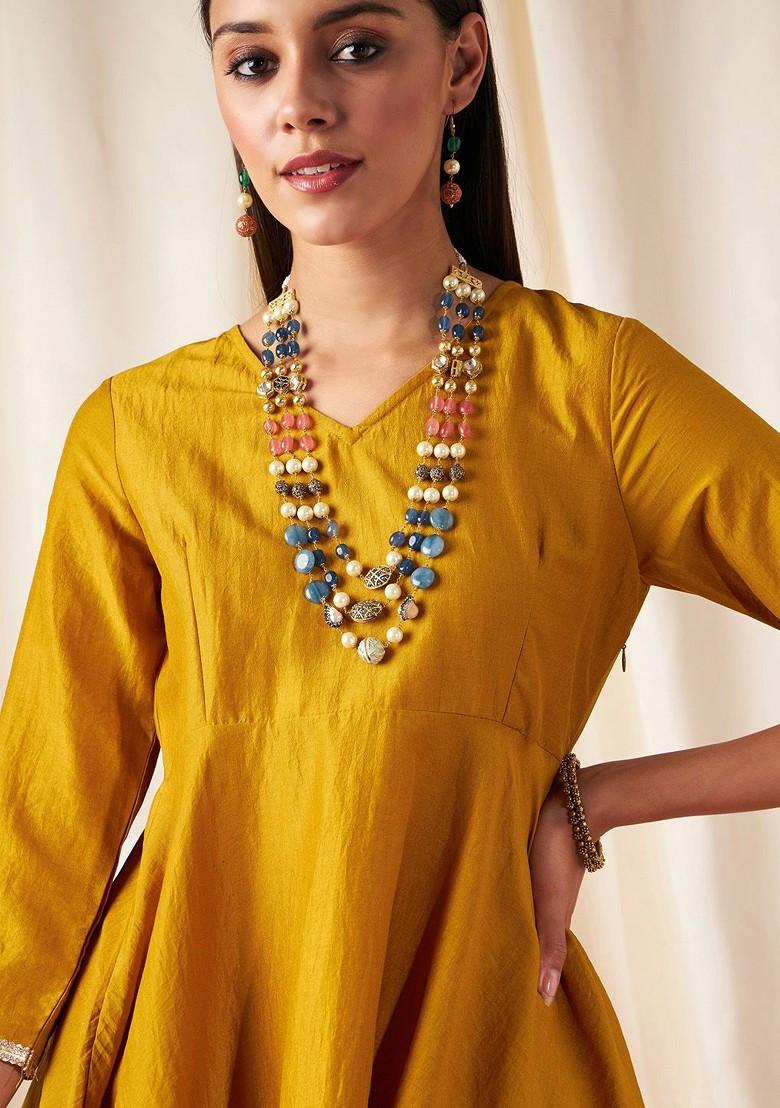 Mustard Zari Embroidered Border Ethnic Coords