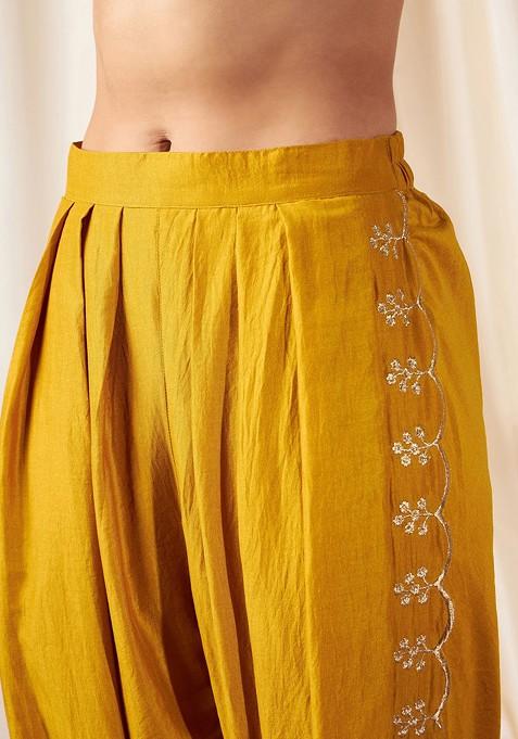 Mustard Zari Embroidered Border Ethnic Coords