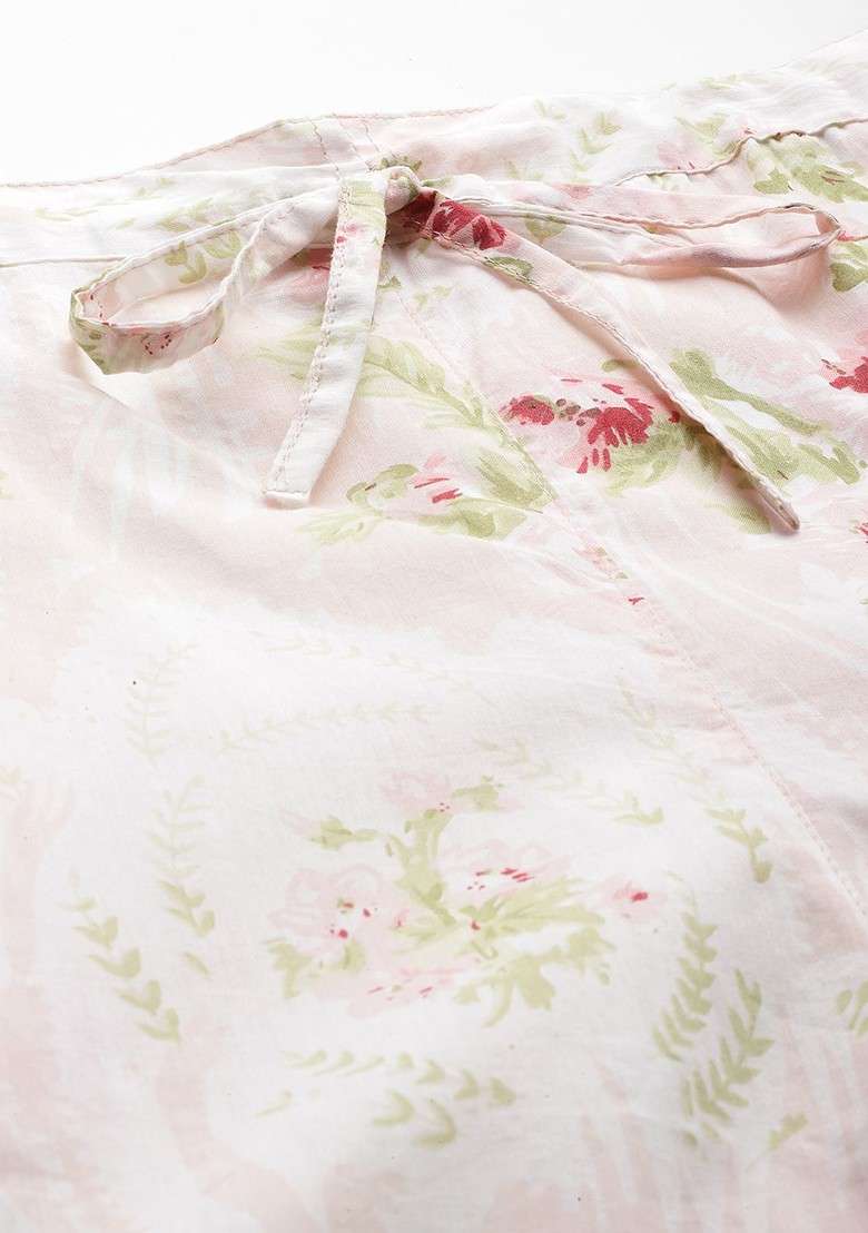 Peach Printed Pure Cotton Tunic With Trousers - Indya