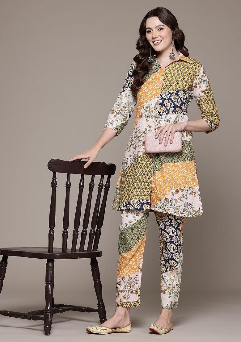 Multi Printed Pure Cotton Tunic With Trousers - Indya