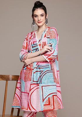 Blue Printed Pure Cotton Coords