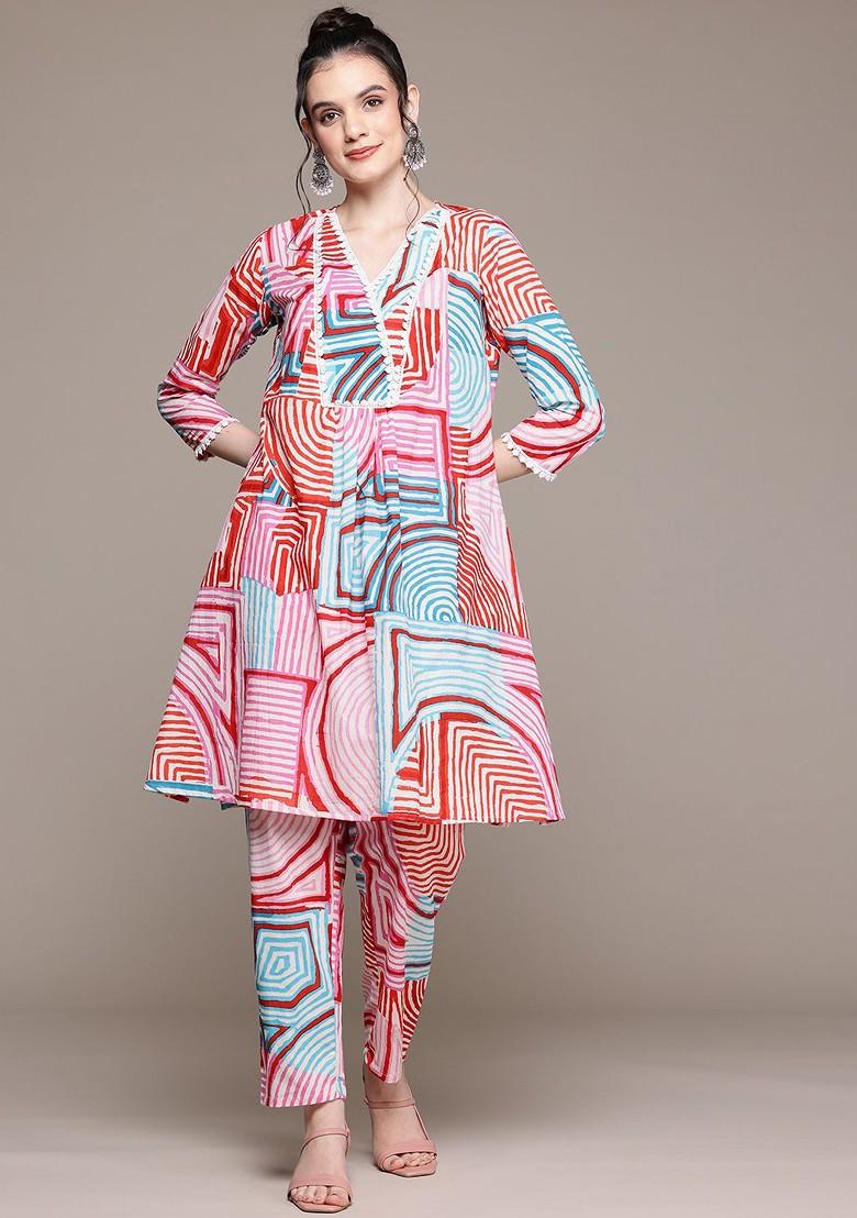 Blue Printed Pure Cotton Coords - Indya