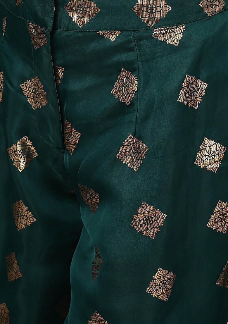 Green Ethnic Motifs Foil Printed Ethnic Coords