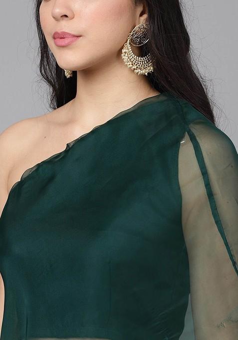 Green Ethnic Motifs Foil Printed Ethnic Coords