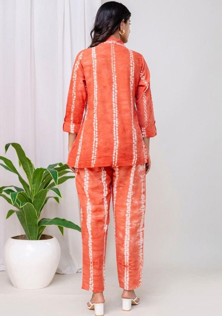 Coral Printed Shirt And Trousers Coords - Indya