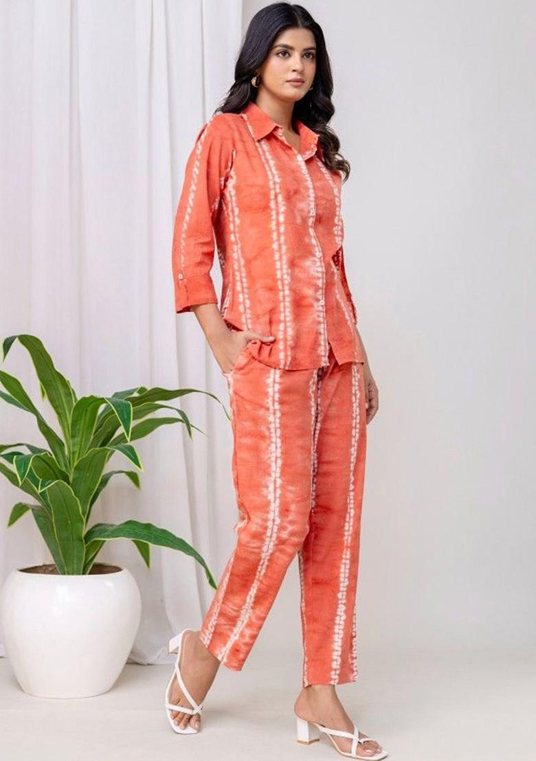 Coral Printed Shirt And Trousers Coords - Indya