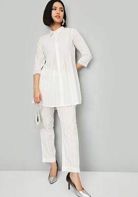 Off White Omen Regular Kurta Ith Trousers