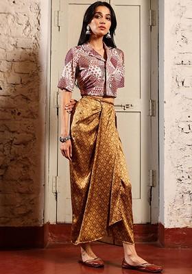 White Embroidered Shirt Collar Top With Skirt