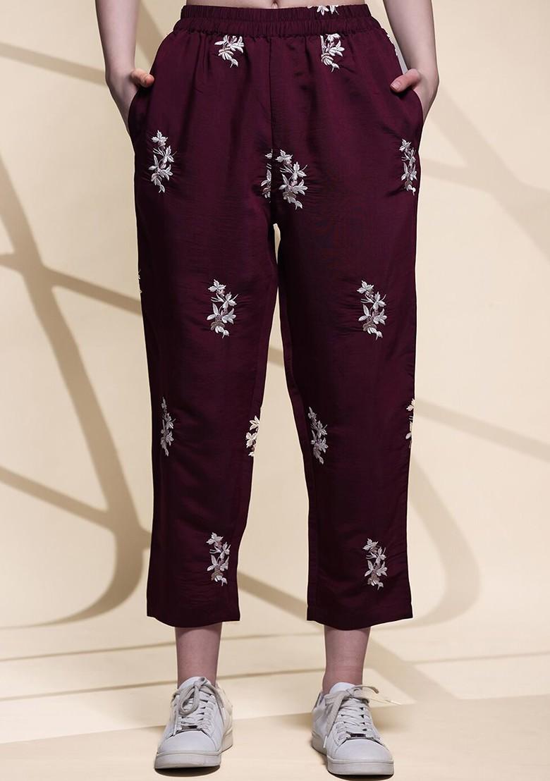 Maroon Embroidered Shirt And Trouser Coords - Indya