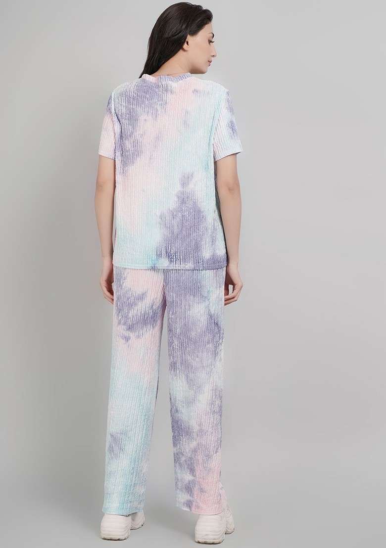 Blue Printed Top Ith Trouser Coords Set - Indya