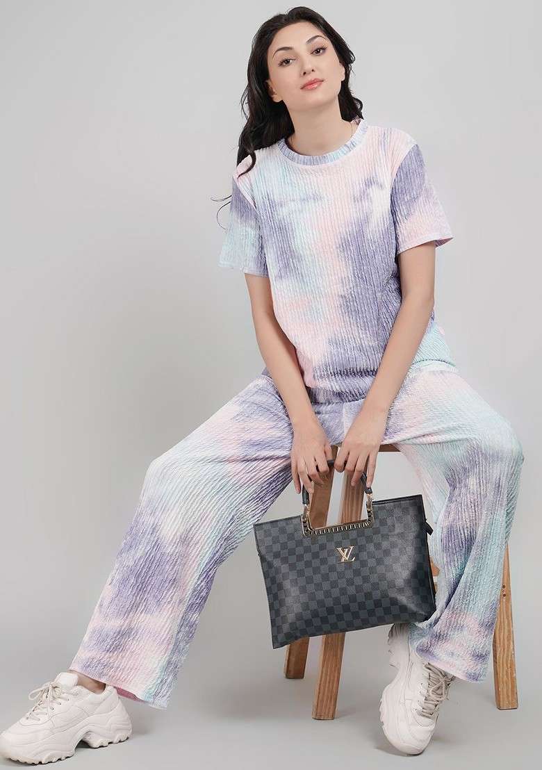 Blue Printed Top Ith Trouser Coords Set - Indya