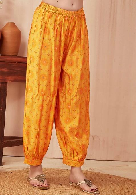 Yellow Ethnic Printed Tunic And Trouser Set