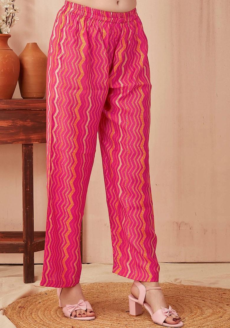 Pink Pink Printed Tunic And Trousers Set