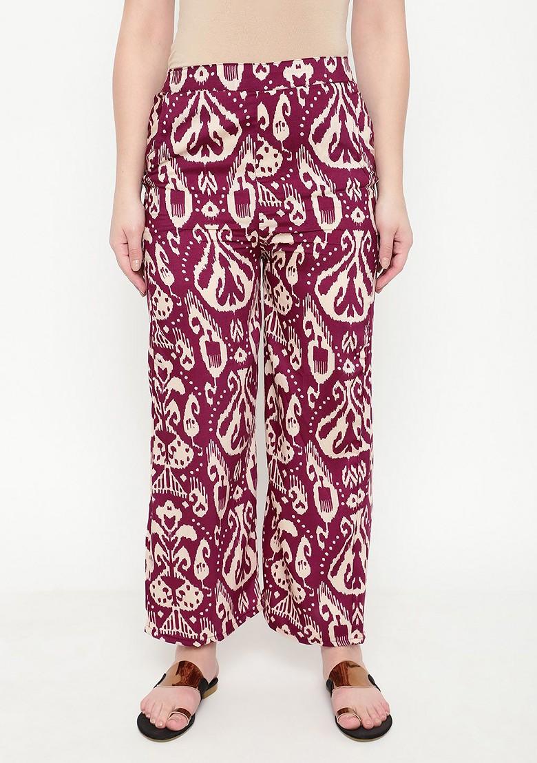 Magenta Printed Tunic And Palazzos - Indya