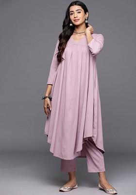 Pink Vneck Tunic And Trouser