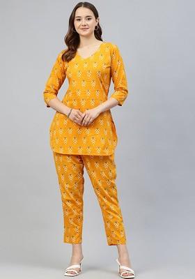 Yellow Ethnic Motifs Printed Pure Cotton Coords