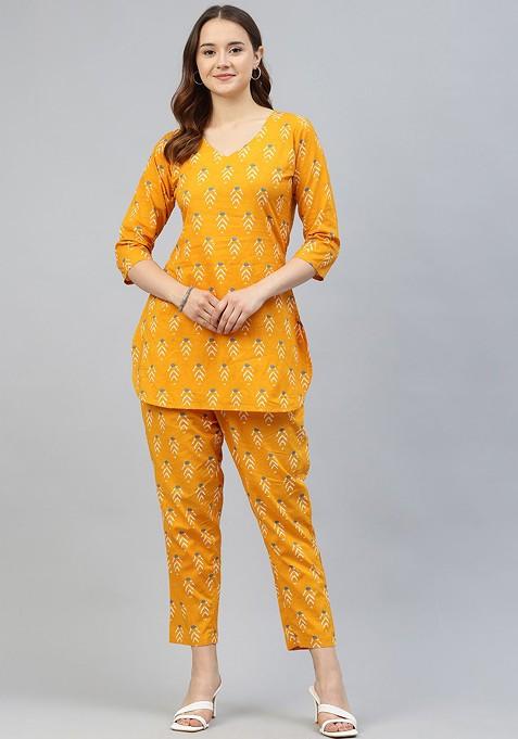 Yellow Ethnic Motifs Printed Pure Cotton Coords