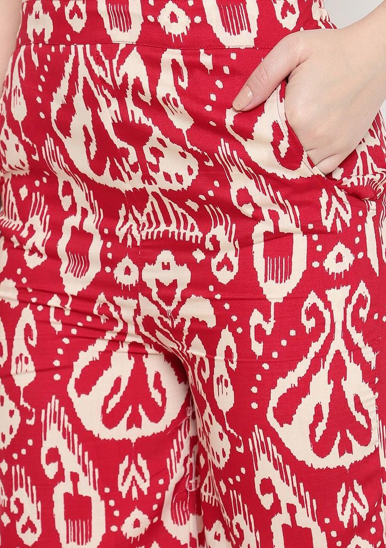 Maroon Printed Tunic And Palazzos