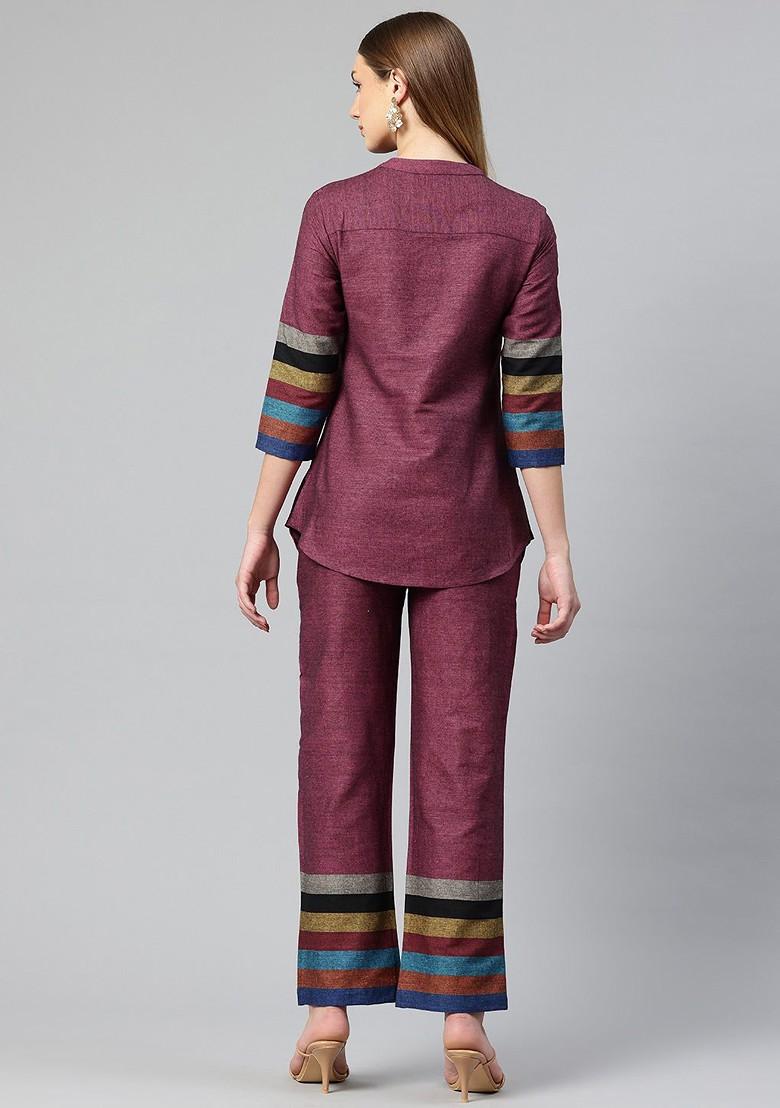 Pink Embroidered Pure Cotton Ethnic Coords