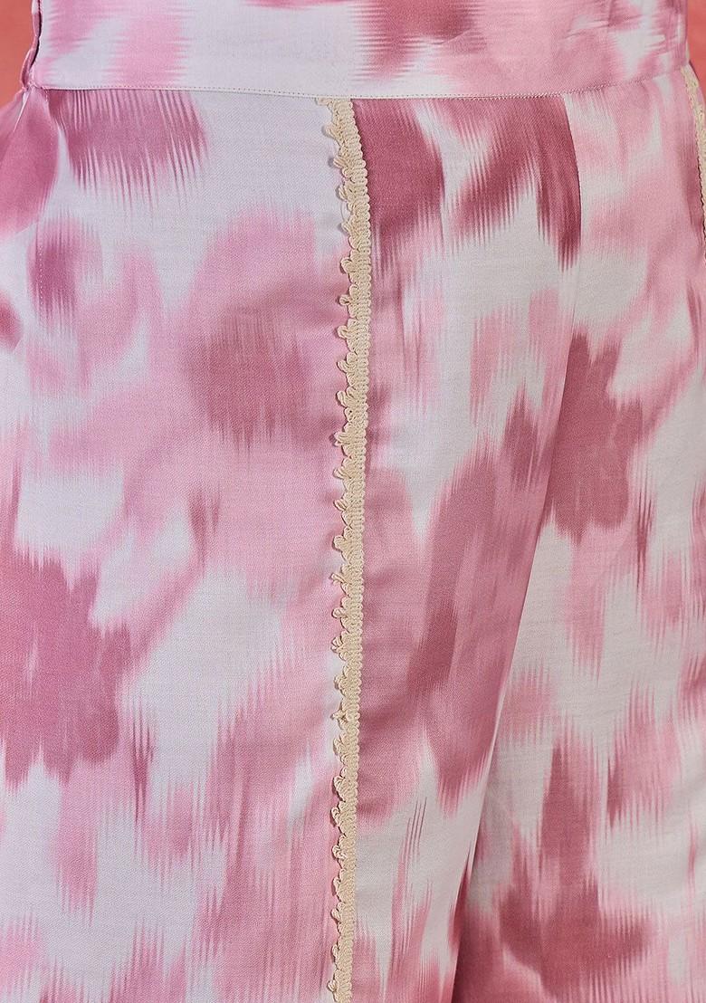 Pink Digital Printed Vneck Tunic And Trouser Coord Set