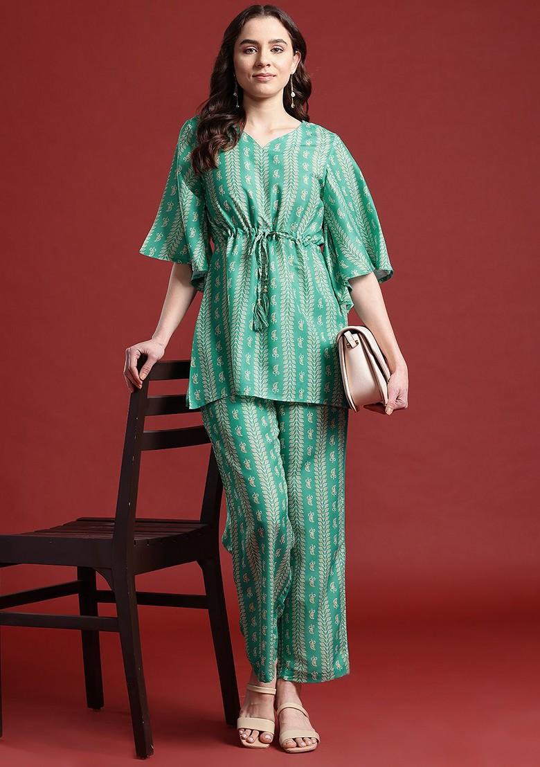 Green Printed Ethnic Coords