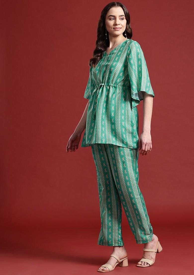 Green Printed Ethnic Coords