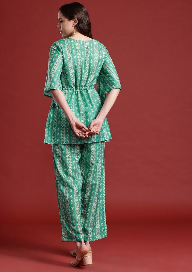 Green Printed Ethnic Coords