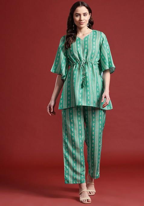 Green Printed Ethnic Coords