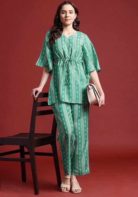 Green Printed Ethnic Coords